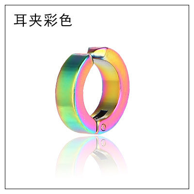 Wholesale Single Minimalist High-end Black Clip on Titanium Steel Earrings